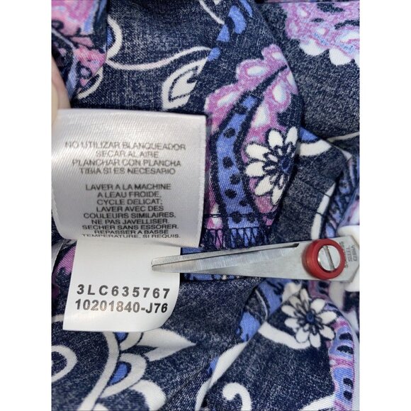 Jones New York Signature Women Navy Purple Paisley Blouse Top Plus Size 2X - Picture 13 of 13